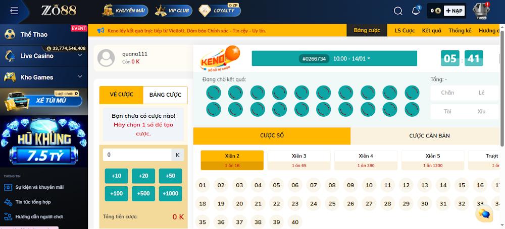 Bí quyết chơi Keno Zo88 bất bại nhất