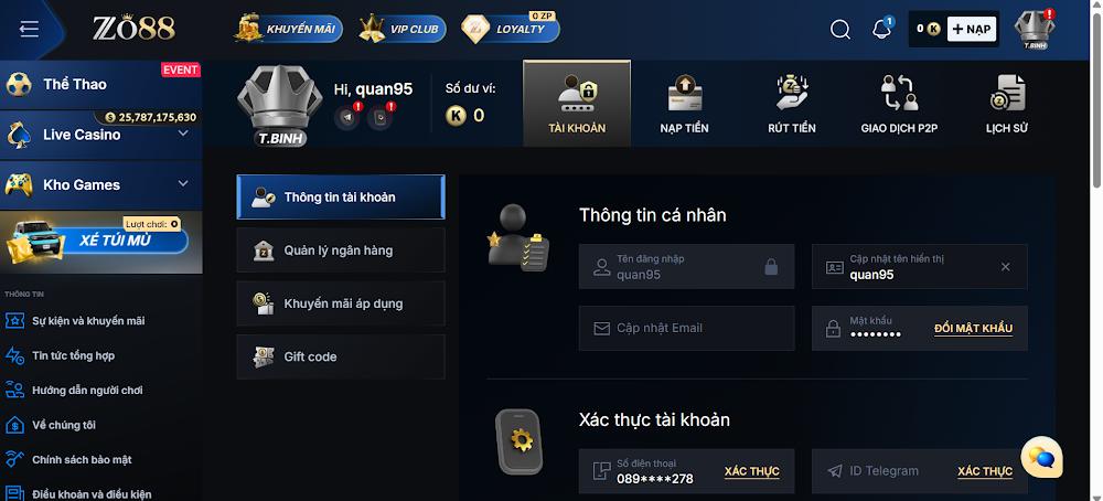 Các bước xác minh tài khoản sau khi đăng ký Zo88