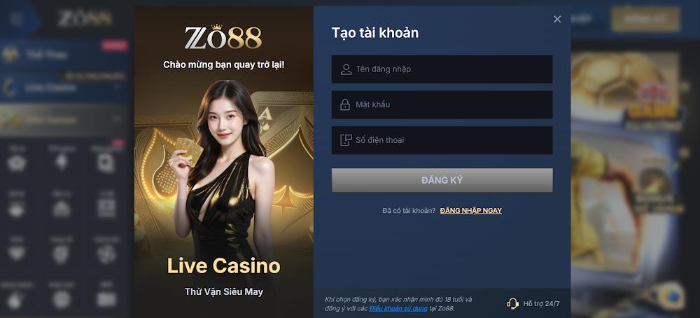 Điều kiện đăng ký Zo88