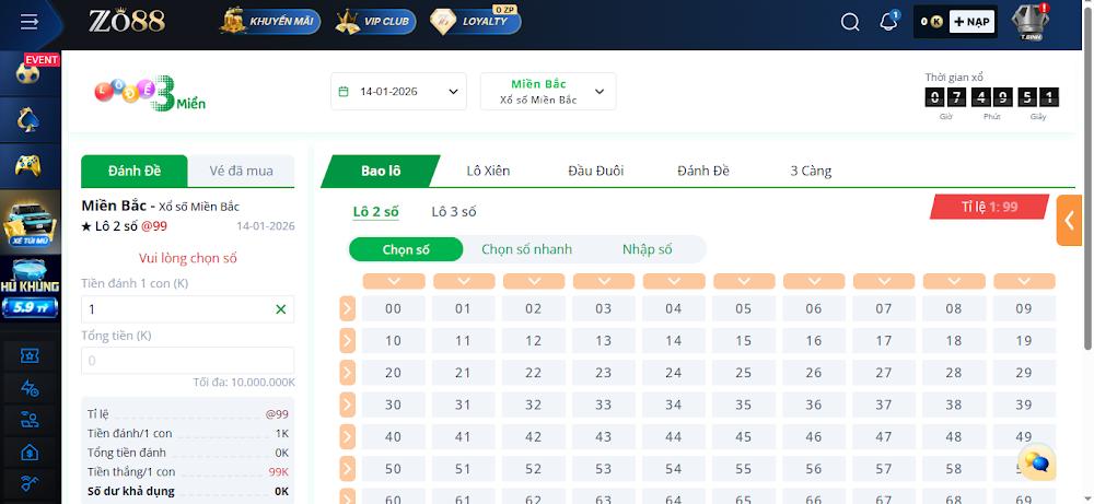 Giới thiệu sảnh xổ số Win Win Zo88
