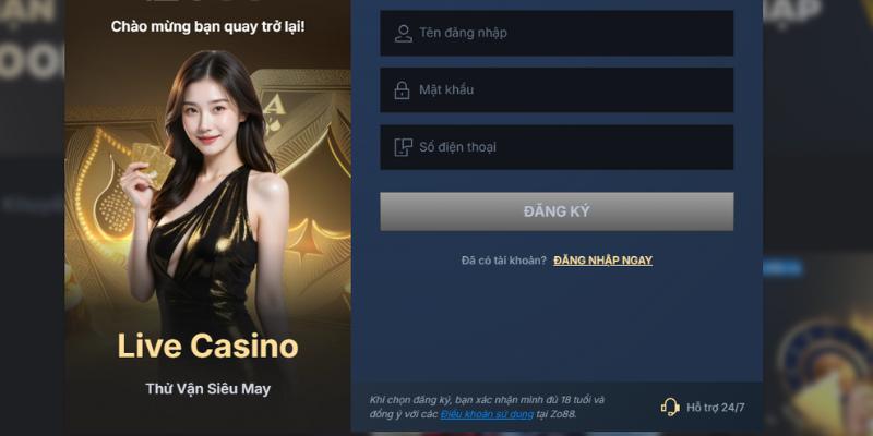 Hướng dẫn mở tài khoản cá cược Zo88
