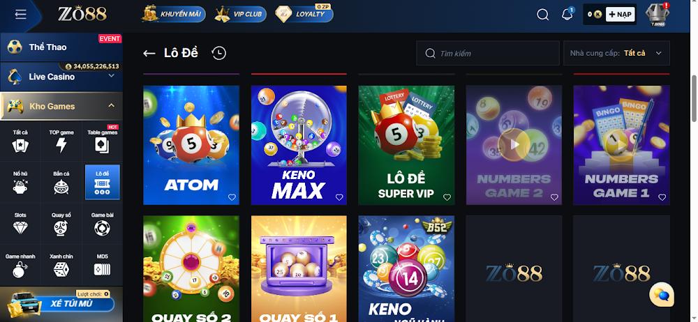 Khám phá các sảnh phẩm tại Kingmaker Lottery Zo88