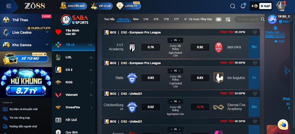 Khám phá sảnh cược thể thao WBET Zo88