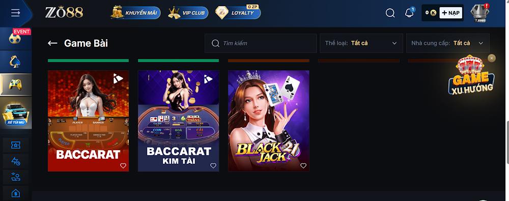 Khám phá sức hút của game bài baccarat Zo88
