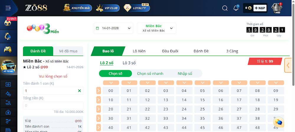 Khám phá xổ số lô đề Zo88 3 miền