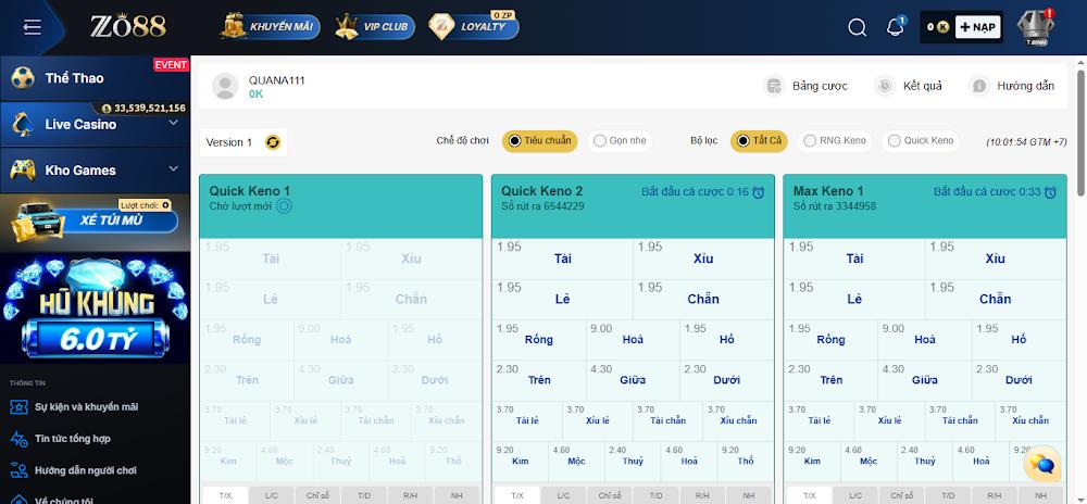 Luật chơi Keno Zo88 chi tiết nhất