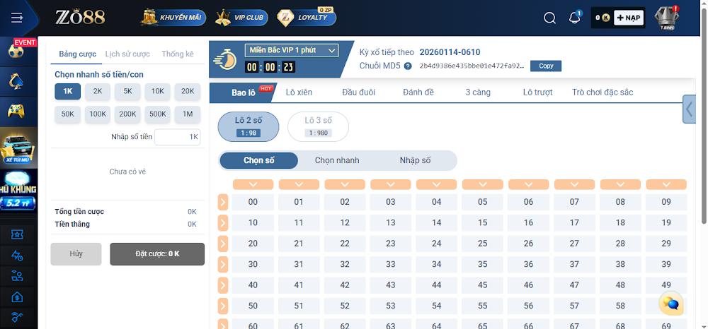 Luật chơi xổ số siêu tốc Zo88