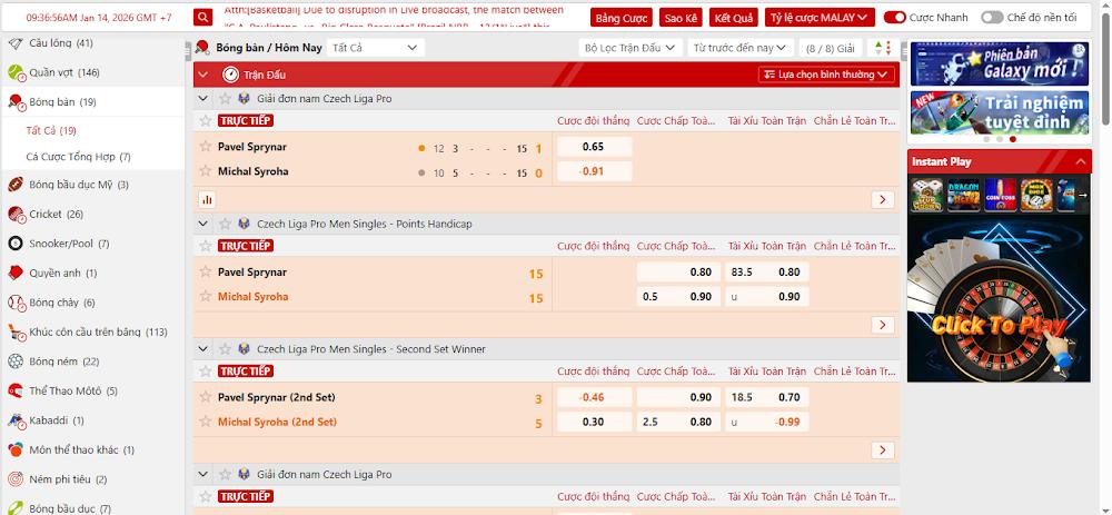 Sức hút của cá cược bóng bàn Zo88