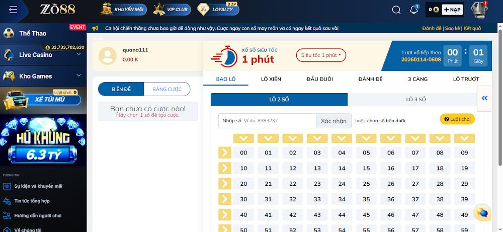 Xổ Số Siêu Tốc Zo88